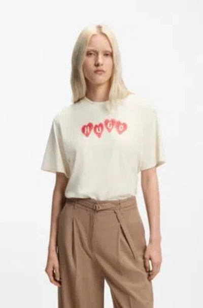 Hugo Boss Heart-logo T-shirt In Cotton Jersey In White