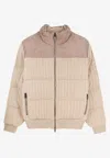 Hugo Boss Heat Virgin Wool And Cashmere Jacket With Suede Inserts In Neutral