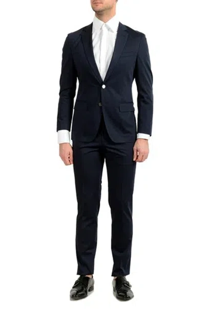 Pre-owned Hugo Boss "helford/gander3" Men's Stretch Slim Blue Two Button Suit