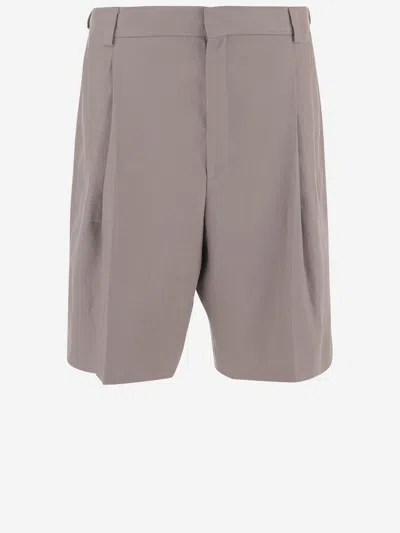 Hugo Boss Hemp Blend Shorts In Neutral