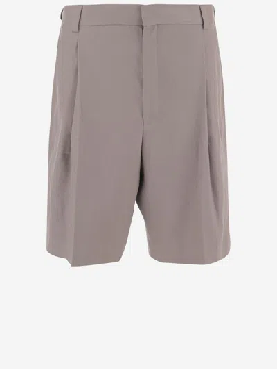 Hugo Boss Hemp-blend Tailored Bermuda Shorts In Neutral