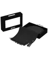 Hugo Boss Hepico Ribbed Cap And Scarf, 2-piece Set In Black