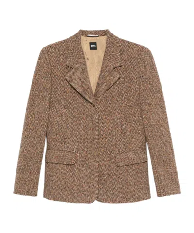 Hugo Boss Herringbone Blazer In Brown