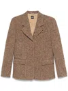 Hugo Boss Brown Herringbone Blazer In Brown