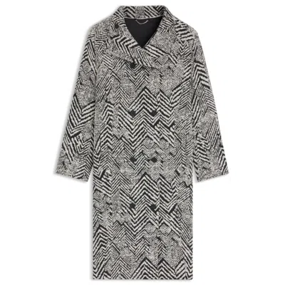 Hugo Boss Herringbone-bouclé Coat In A Regular Fit In Brown