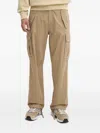 Hugo Boss Herringbone Cargo Straight-leg Trousers In Brown