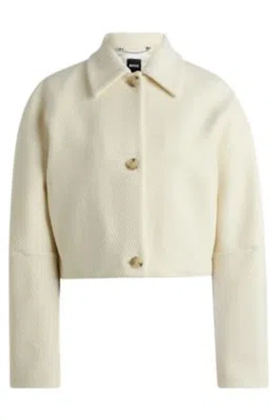 Hugo Boss Herringbone Jacket In A Virgin-wool Blend In Green