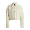 Hugo Boss Relaxed-fit Jacket In Italian Checked Cloth In White