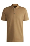 Hugo Boss Regular-fit Polo Shirt In Cotton And Silk In Beige