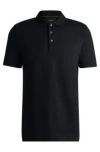 Hugo Boss Regular-fit Polo Shirt In Mercerized Italian Cotton In Black