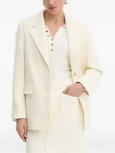 Hugo Boss Herringbone-pattern Blazer In White