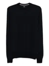 Hugo Boss Herringbone-pattern Crew-neck Sweater In Black