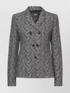 Hugo Boss Herringbone Pattern Double-breasted Coat In Gray