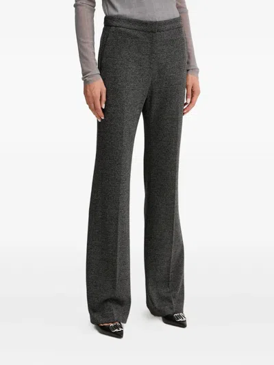 Hugo Boss Herringbone Pleated Trousers In Blue