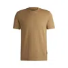 Hugo Boss Herringbone Regular-fit T-shirt In Cotton And Wool In Brown