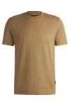 Hugo Boss Herringbone Regular-fit T-shirt In Cotton And Wool In Beige