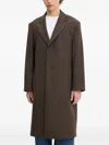 Hugo Boss Herringbone Single-breasted Coat In Brown