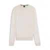Hugo Boss Herringbone-structured Sweater In Virgin Wool And Cotton In White