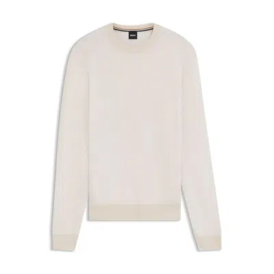 HUGO BOSS HERRINGBONE-STRUCTURED SWEATER IN VIRGIN WOOL AND COTTON