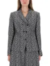 Hugo Boss Womens Open Miscellaneous Double-breasted Herringbone Cotton-blend Blazer In Gray