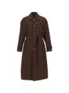 Hugo Boss Herringbone-pattern Belted Coat In Brown