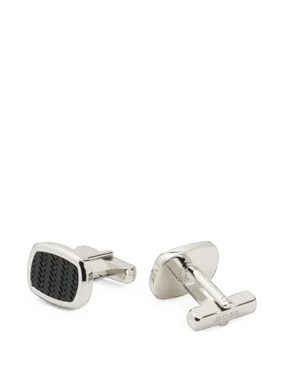 Hugo Boss Herringbone-patterned Rectangular Cufflinks In Multi