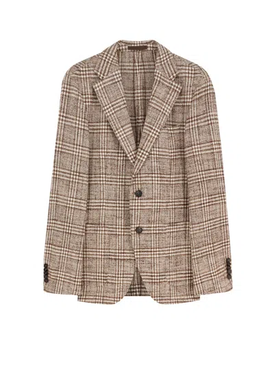 Hugo Boss Tailored Check Pattern Blazer With Notch Lapel In Multi