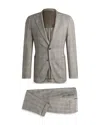 Hugo Boss Slim-fit Suit In Water-repellent Checked Wool In Open Green
