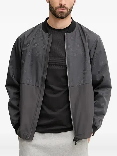 Hugo Boss Hexagon-pattern Bomber Jacket In Gray