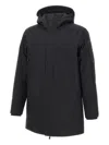 Hugo Boss Hexatech Drawstring Hooded Coat In Black