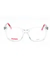 Hugo Boss Rectangle-frame Glasses In Grey Red/clear Demo Lens