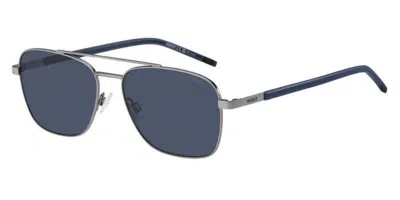 Hugo Boss Hg 1269/s R81/ku Men's Sunglasses Silver Size 57 In Blue