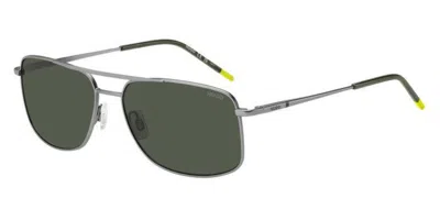 Hugo Boss Hg 1287/s Smf/qt Men's Sunglasses Silver Size 59 In Green