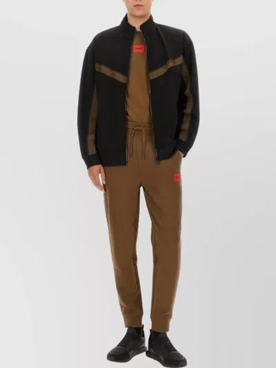Hugo Boss High Collar Sweater Featuring Stripe Detail In Brown