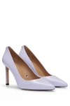 Hugo Boss High-heeled Pumps In Leather With Pointed Toe In Purple