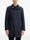 Hugo Boss High-neck Buttoned Coat In Blue