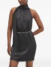 Hugo Boss High-neck Chain-belt Mini Dress In Black