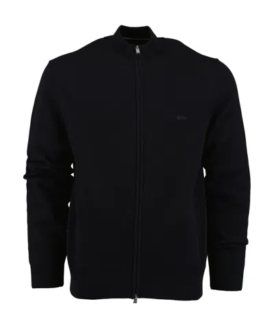 Hugo Boss High-neck Cotton Cardigan In Black