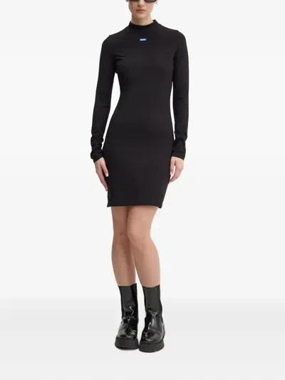 Hugo Boss High-neck Long-sleeve Dress In Black