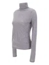 Hugo Boss High-neck Long-sleeve Top In Gray