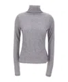 Hugo Boss High-neck Long-sleeve Top In Gray