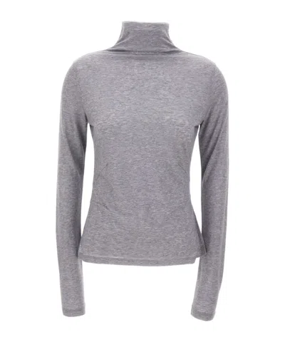 Hugo Boss High-neck Long-sleeve Top In Gray