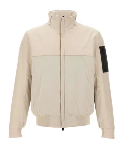 Hugo Boss High Neck Panelled Jacket In Neutral