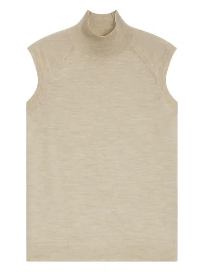 Hugo Boss High-neck Sleeveless Top In Neutral