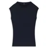 Hugo Boss High-neck Top In Matte Fabric In Blue