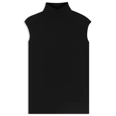 Hugo Boss High-neck Top In Merino Wool In Black