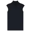 Hugo Boss Boss Fipini Turtleneck Sleeveless Virgin Wool Sweater In Blue