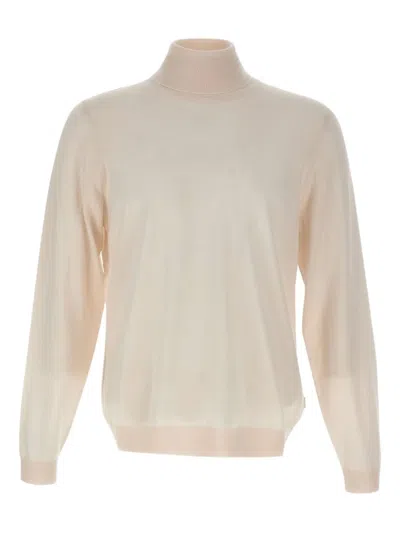 Hugo Boss High-neck Wool Sweater In Neutral