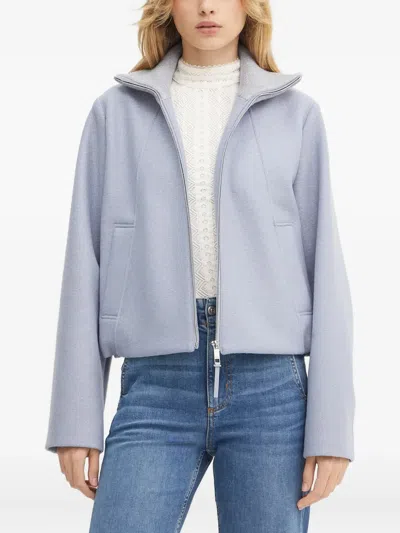 Hugo Boss High-neck Zip-front Jacket In Blue