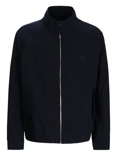 Hugo Boss High-neck Zip-front Jacket In Blue